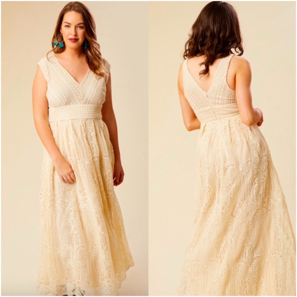 ARULA Cream Lace Maxi Dress